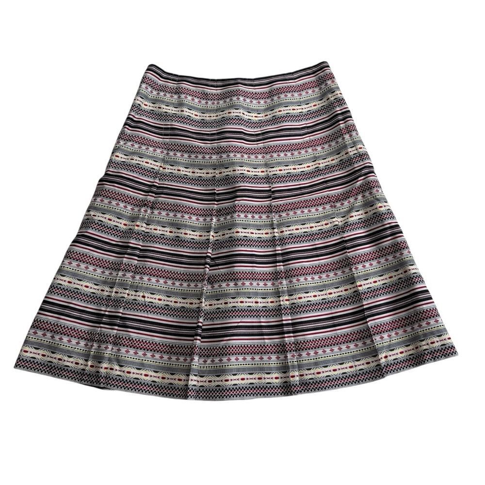 Nine West Silk Blend Pleated Side Zip Lined Skirt Sz 8
